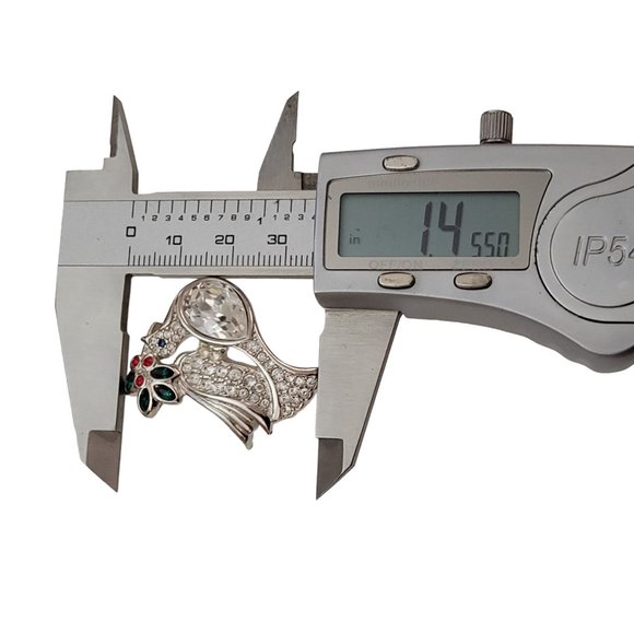 Swarovski Swan Logo Silver Tone Clear Crystal Dove Brooch Pin K882 - Picture 9 of 10